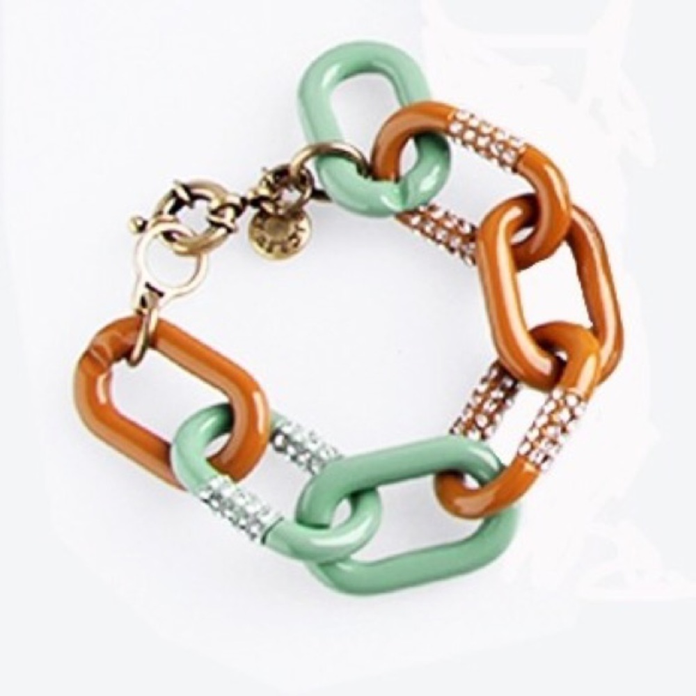 J.Crew Chain Lin  Bracelet (mint/tan)